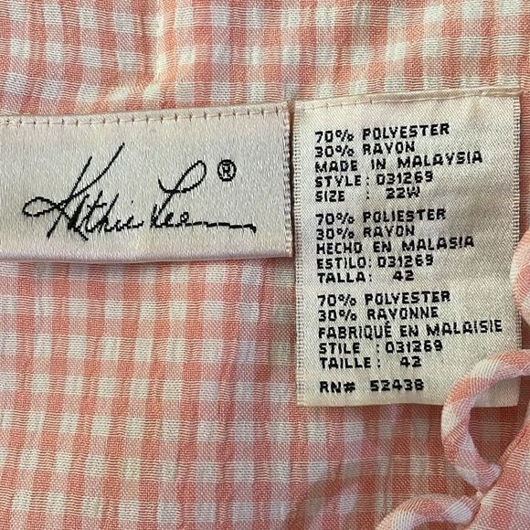 Vintage Kathy Lee peach gingham midi loop details cute corset tie in back - Picture 3 of 6